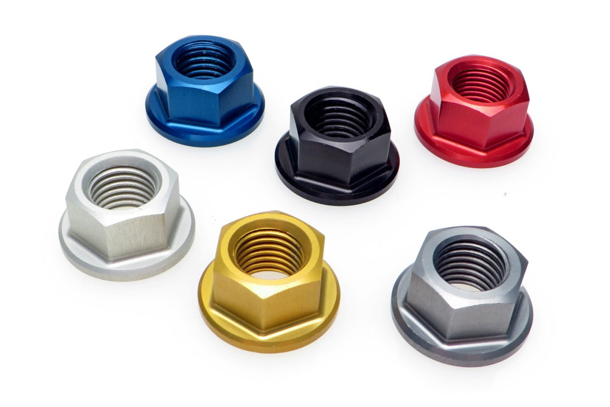 Kettenradmutter Satz 5 Stück, Aluminium, M10x1.25